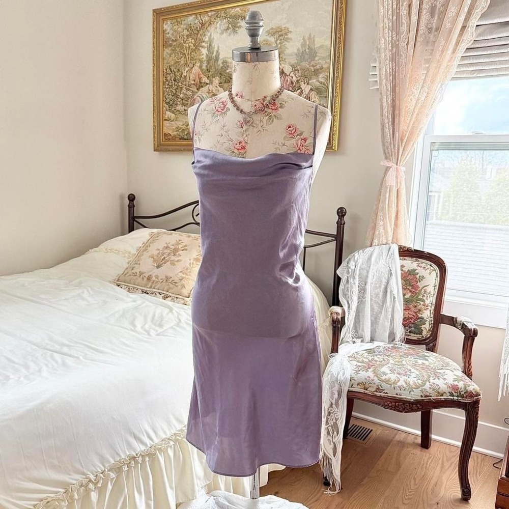 lavender slip dress  90s Avon‎ lavender satin slip dress size large